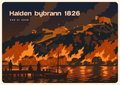 Postkort - Halden bybrann 1826