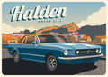 Postkort - Halden Amcar City - Blå