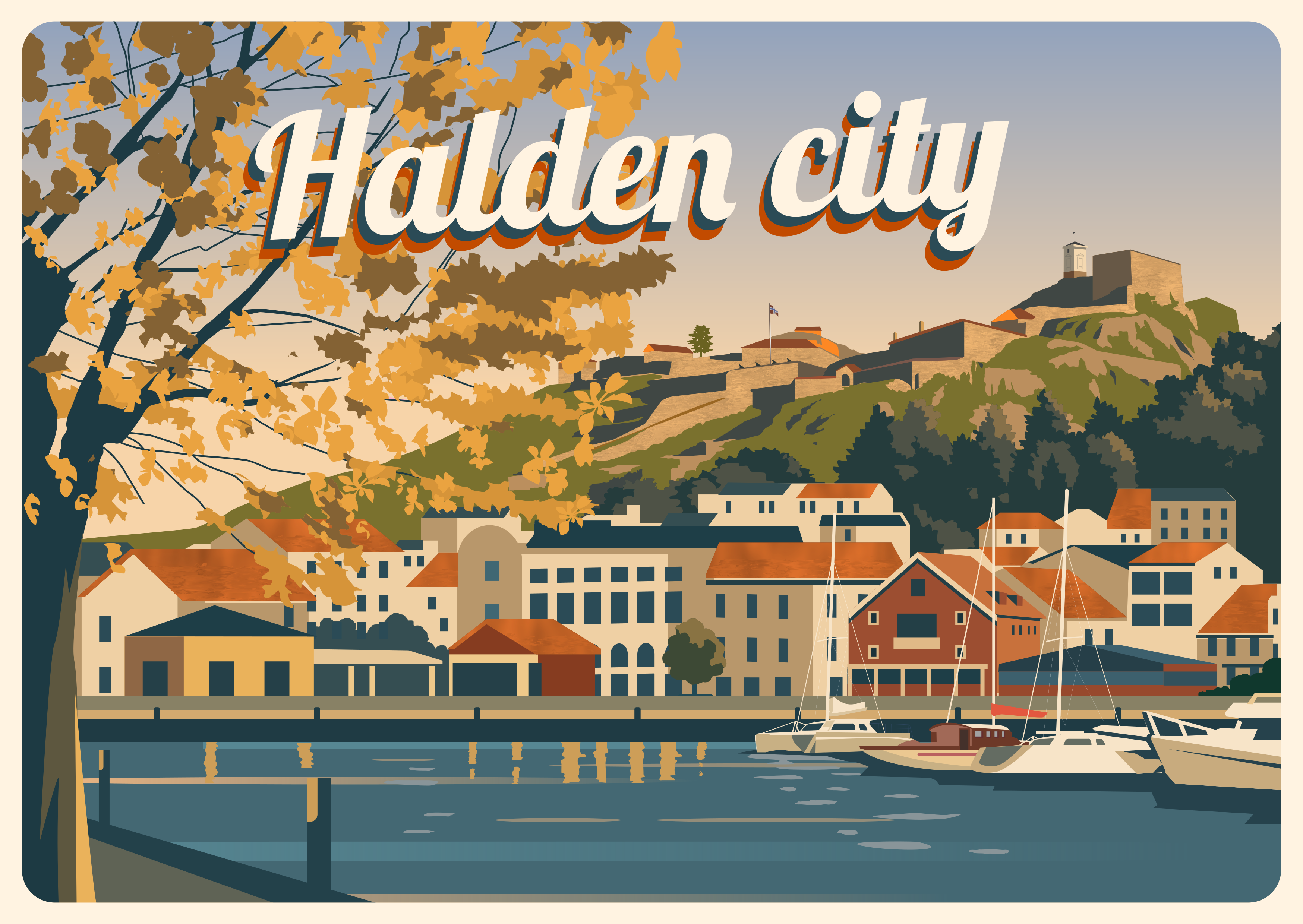 Postkort - Halden by